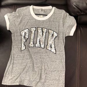 Brand New Grey Bling Tee VS PINK